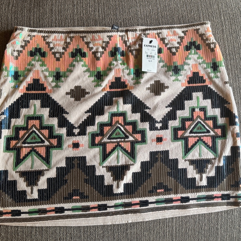 Express Multicolor Geometric Mini Skirt